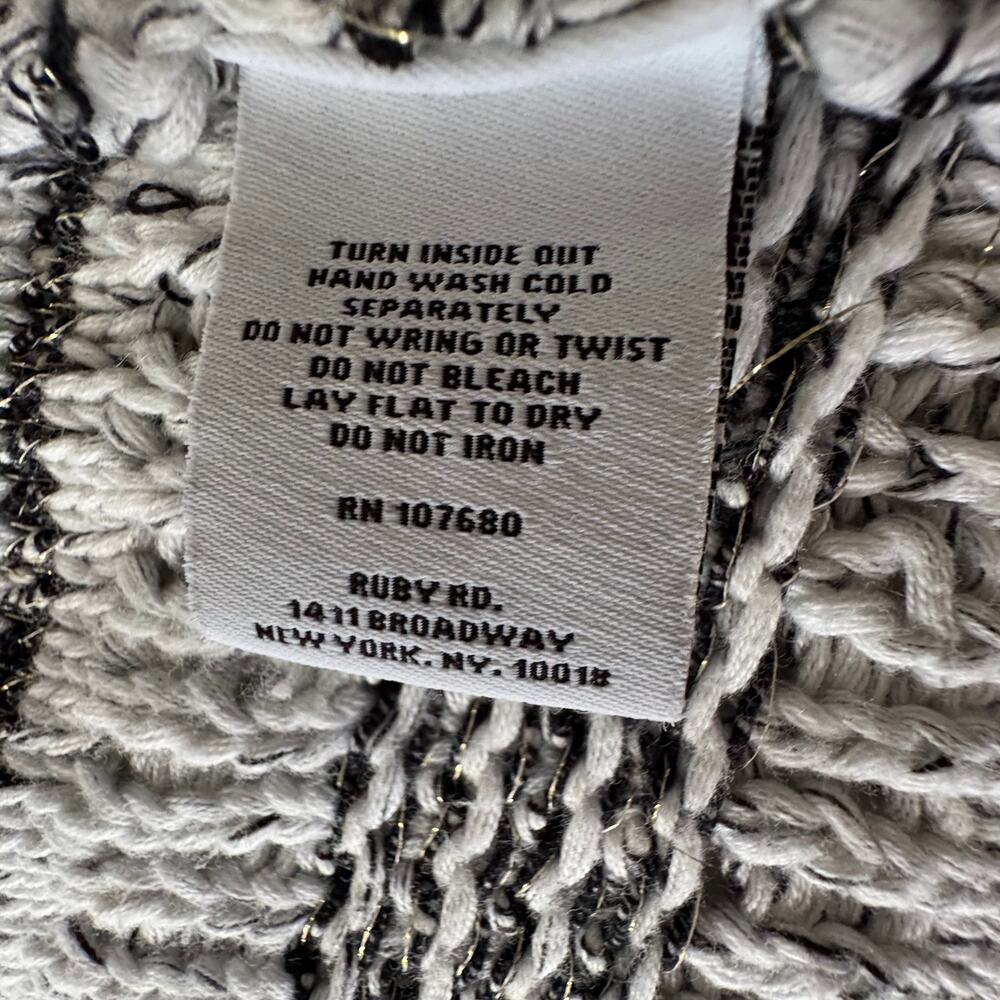 Ruby Rd Black, White And Metallic Open Cardigan S… - image 7